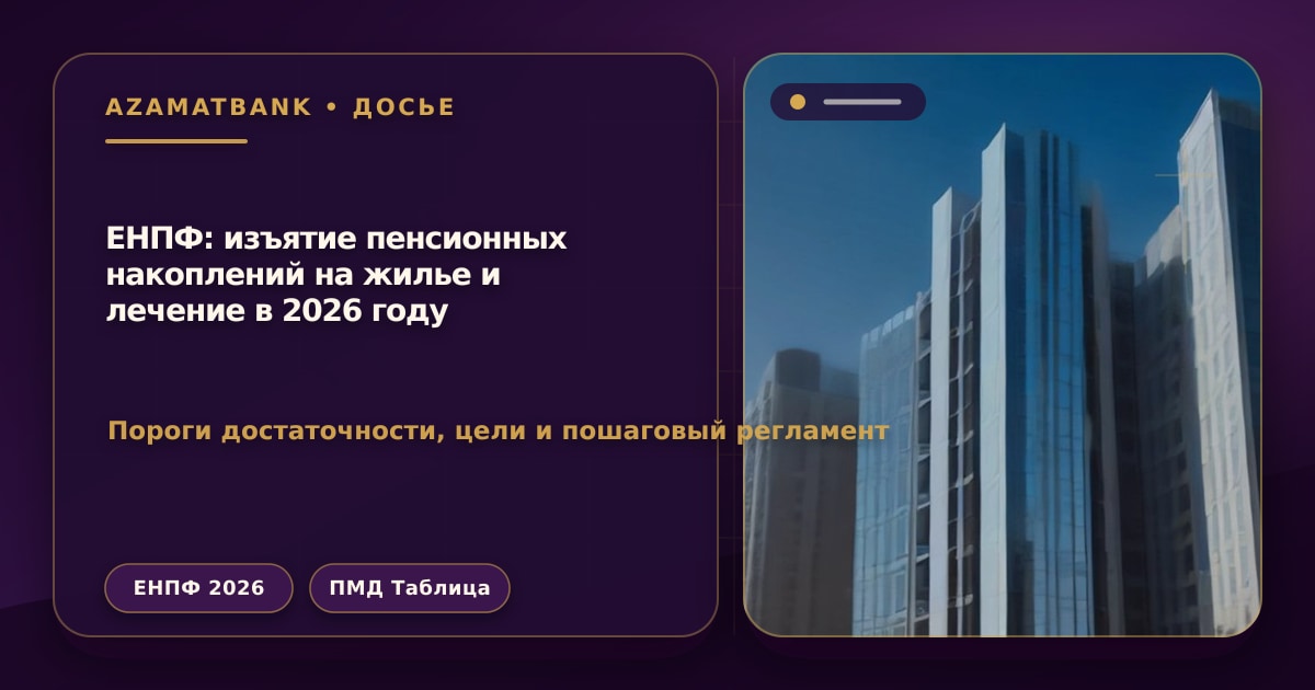 Сверхпорог ЕНПФ 2026: изъятие пенсионных накоплений на жилье и лечение в Казахстане