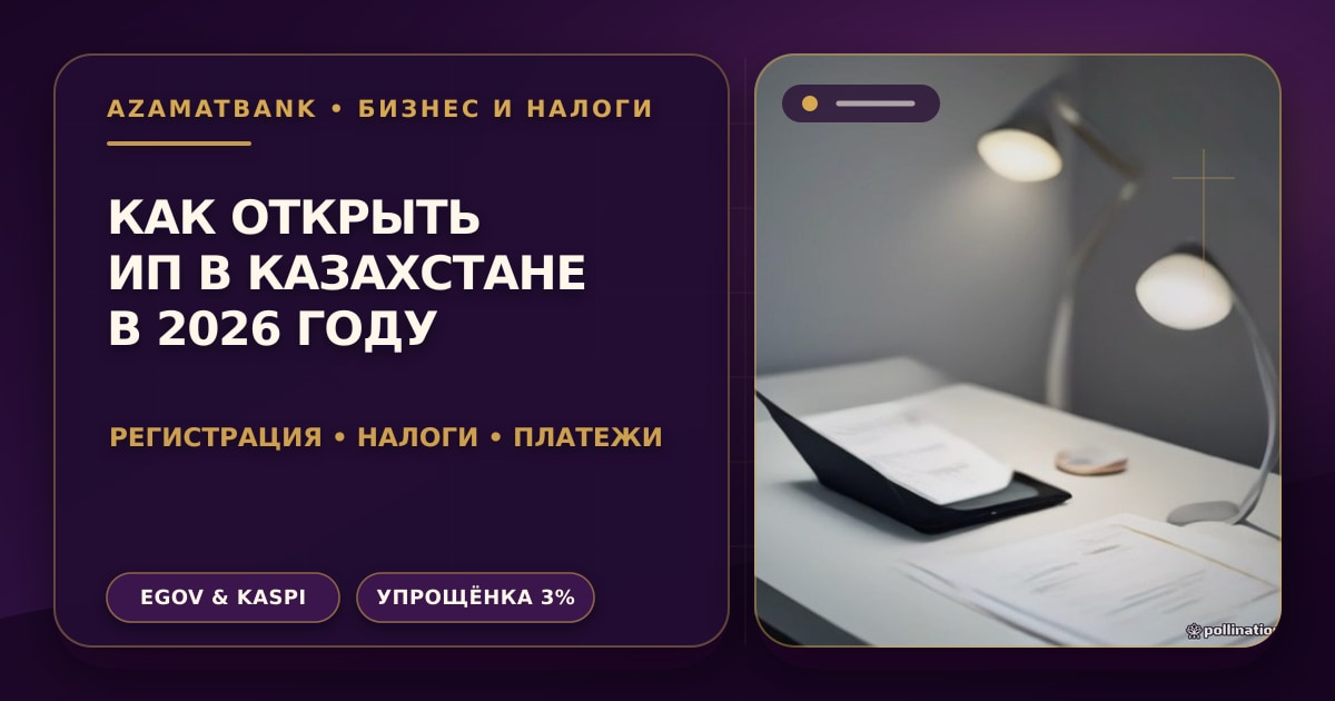 Регистрация ИП в Казахстане 2026 — документы, налоги и платежи на рабочем столе
