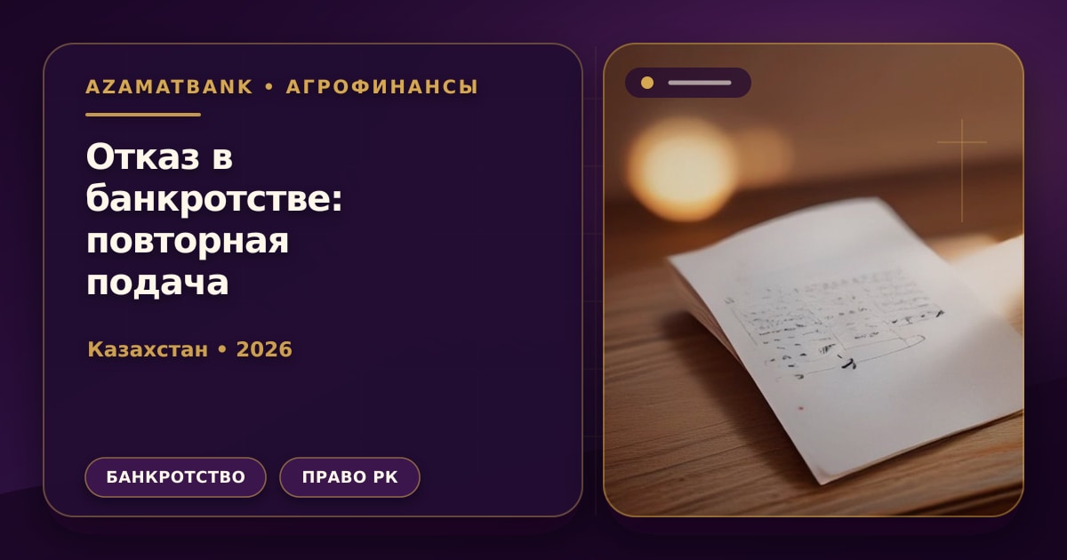 Отказ в процедуре внесудебного банкротства в Казахстане: причины, права и сроки повторной подачи